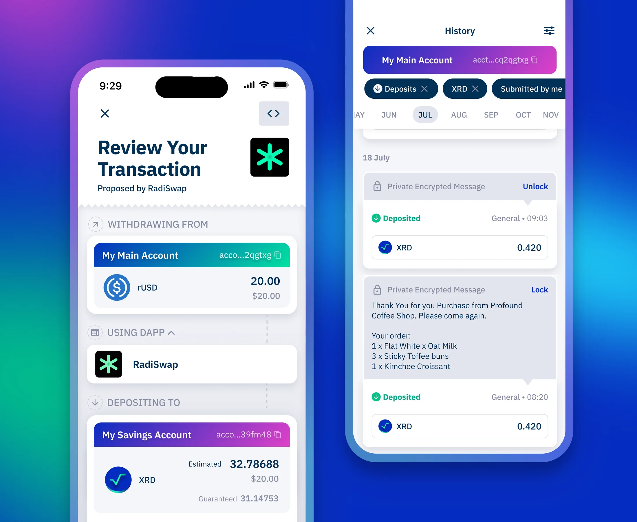 Radix Wallet transaction review cover